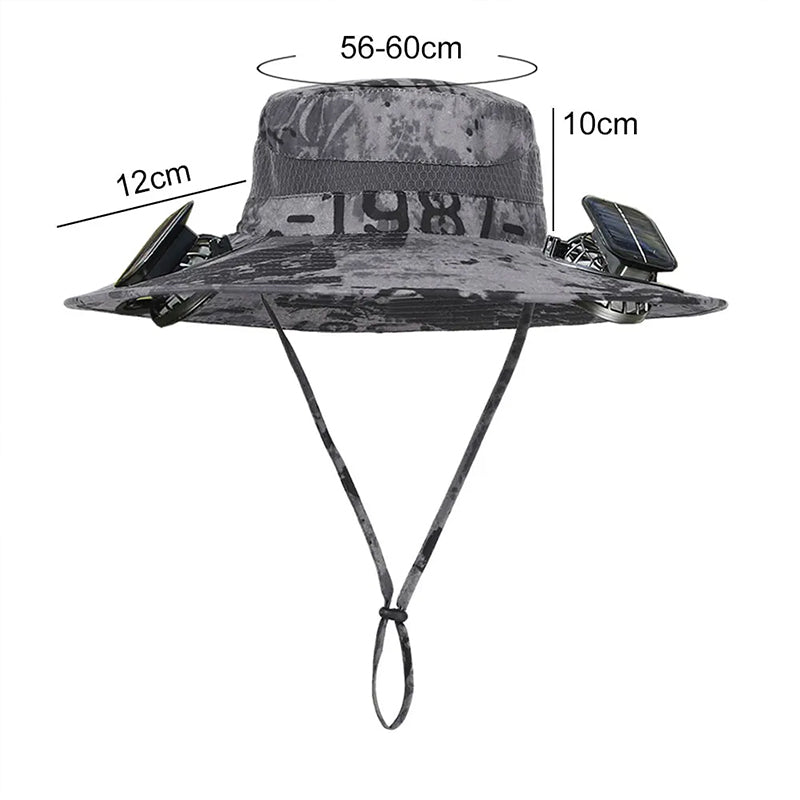 Dual Solar-Powered Fan Wide-Brim Safari Hat