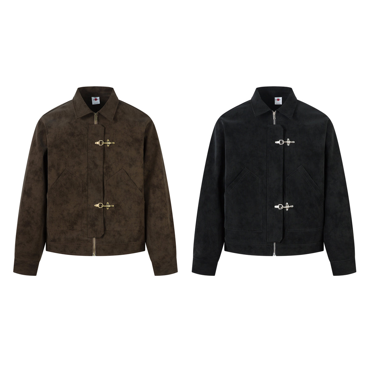 Vintage Suede Harrington Jacket with Metal Buckles