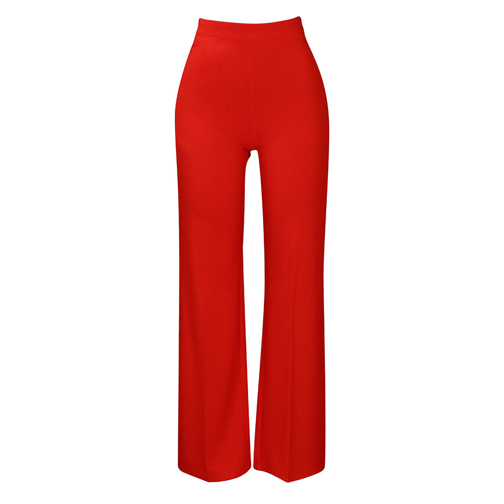Vibrant High-Waist Wide-Leg Tailored Trouser
