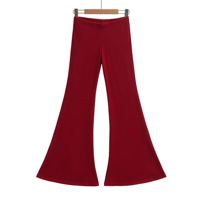 Retro High-Waist Drapey Bell-Bottom Flare Pants