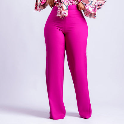 Vibrant High-Waist Wide-Leg Tailored Trouser