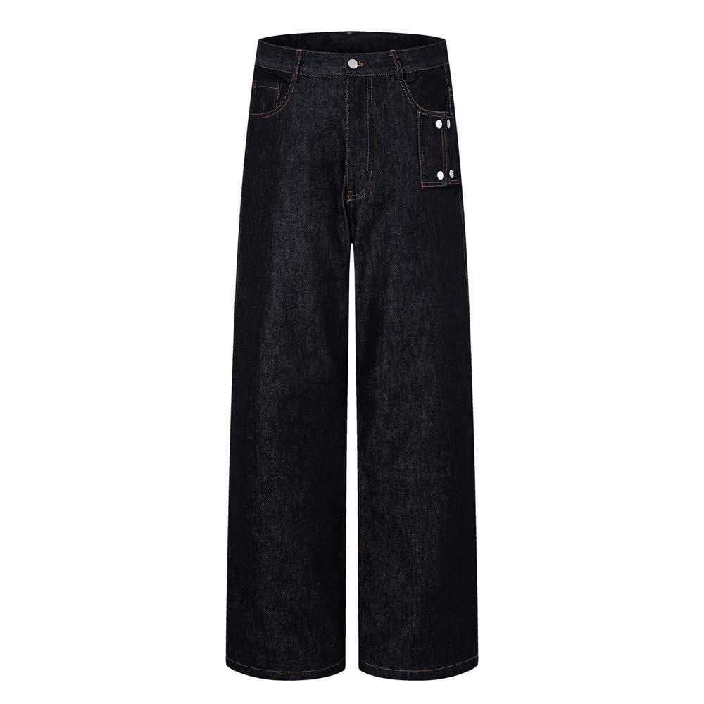 Cyberpunk Studded Crop Denim Jacket & Wide Pants Set