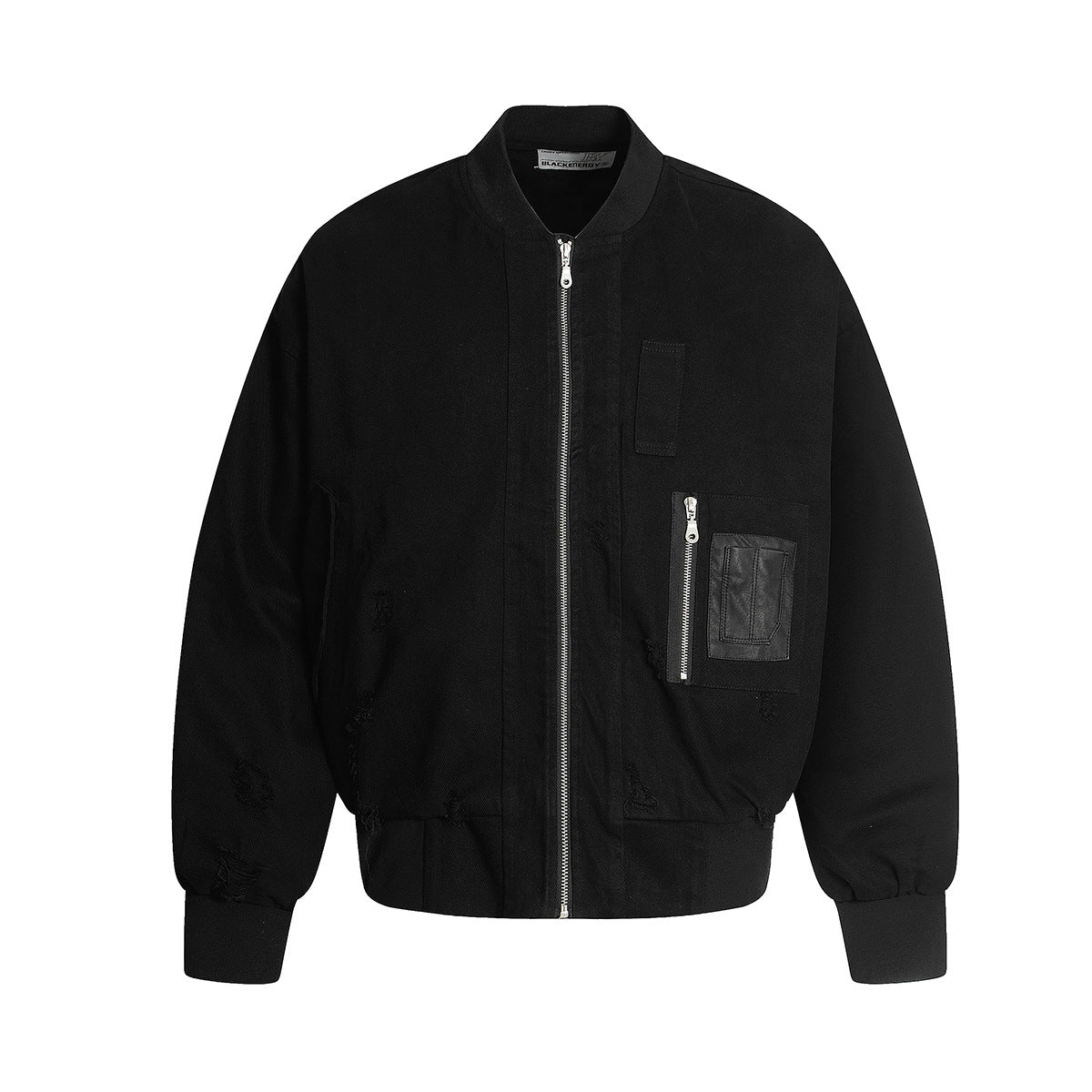 Minimalist Distressed Utility Bomber Jacket