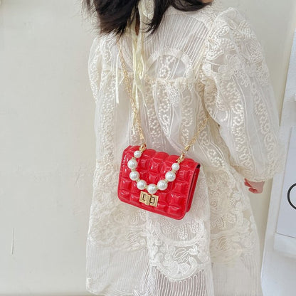 Little Princess Mini Quilted Pearl Strap Handbag