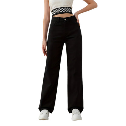 Sparkling Rhinestone High-Waist Wide-Leg Jeans