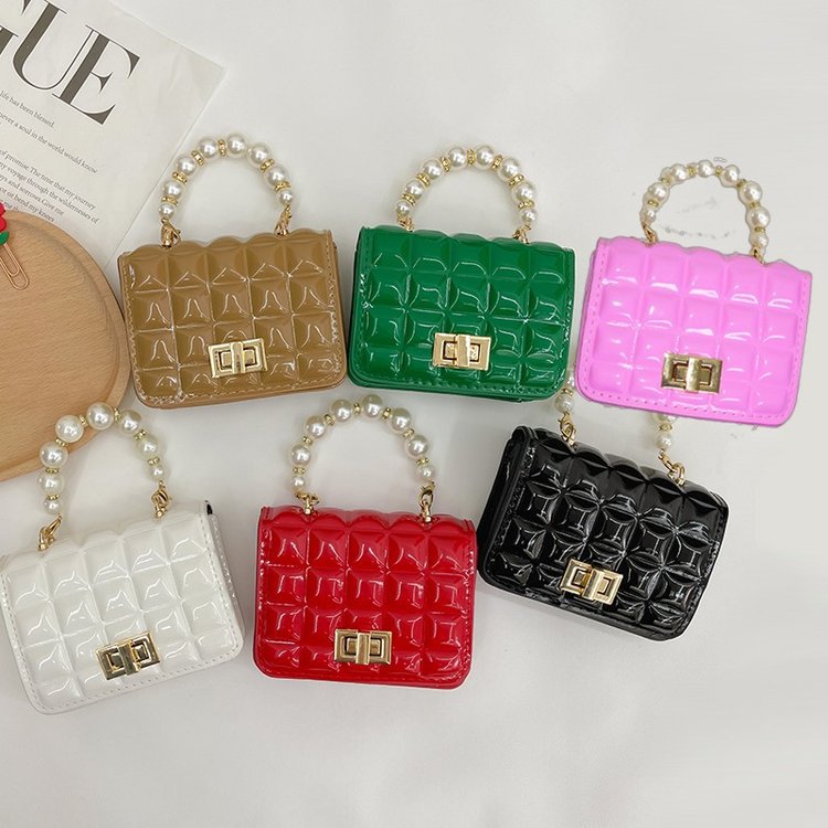 Little Princess Mini Quilted Pearl Strap Handbag