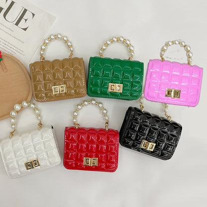 Little Princess Mini Quilted Pearl Strap Handbag