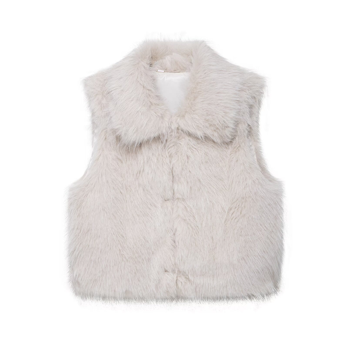 Plush Cropped Faux Fur Collar Vest"