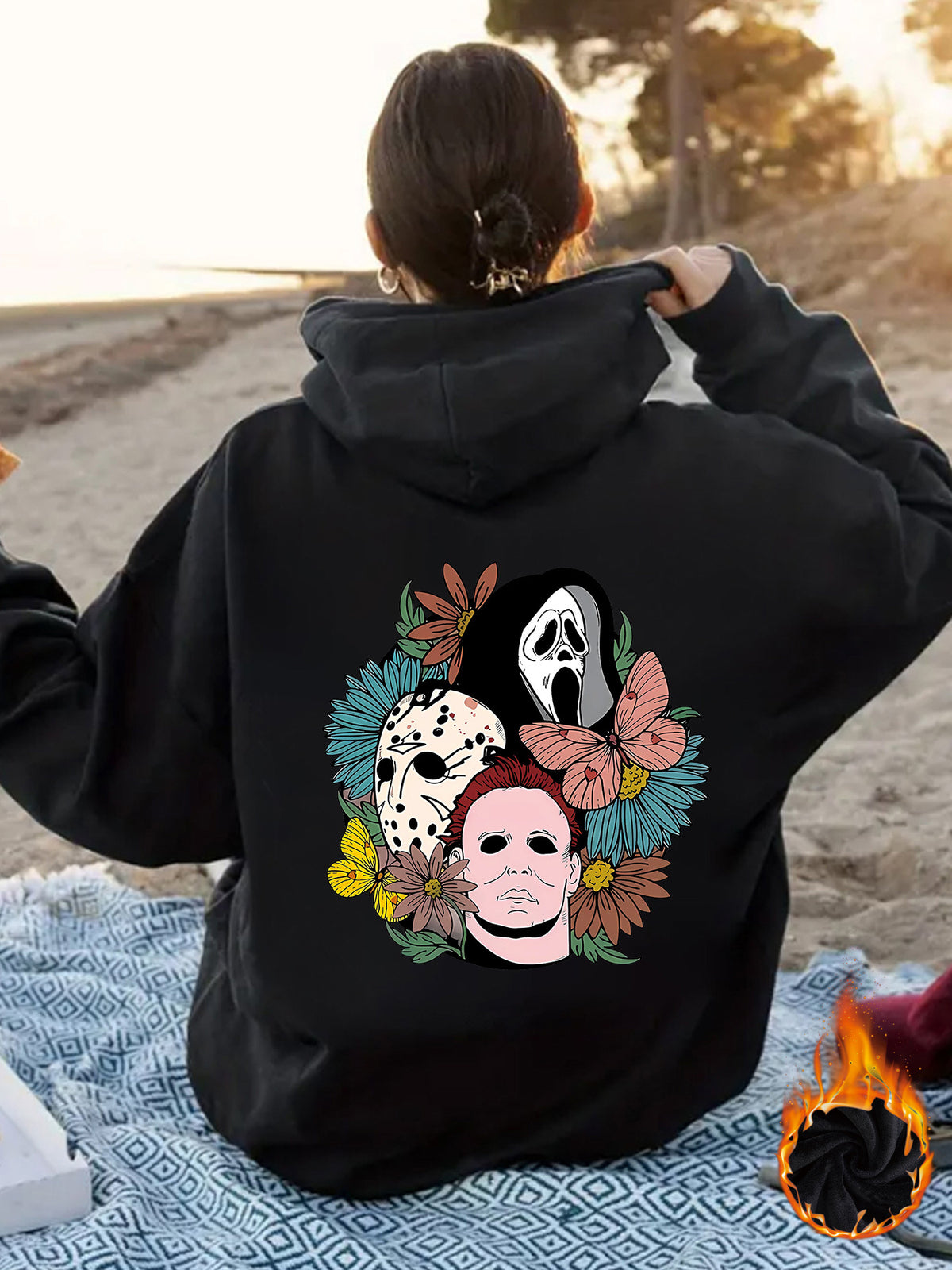 Spooky Vibes Halloween Floral Graphic Hoodie