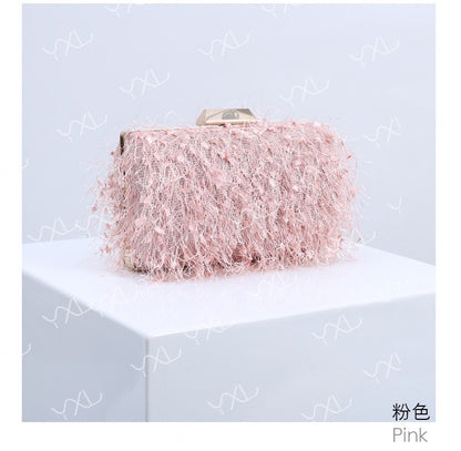 Elegance Feathered Tassel Evening Clutch & Crossbody