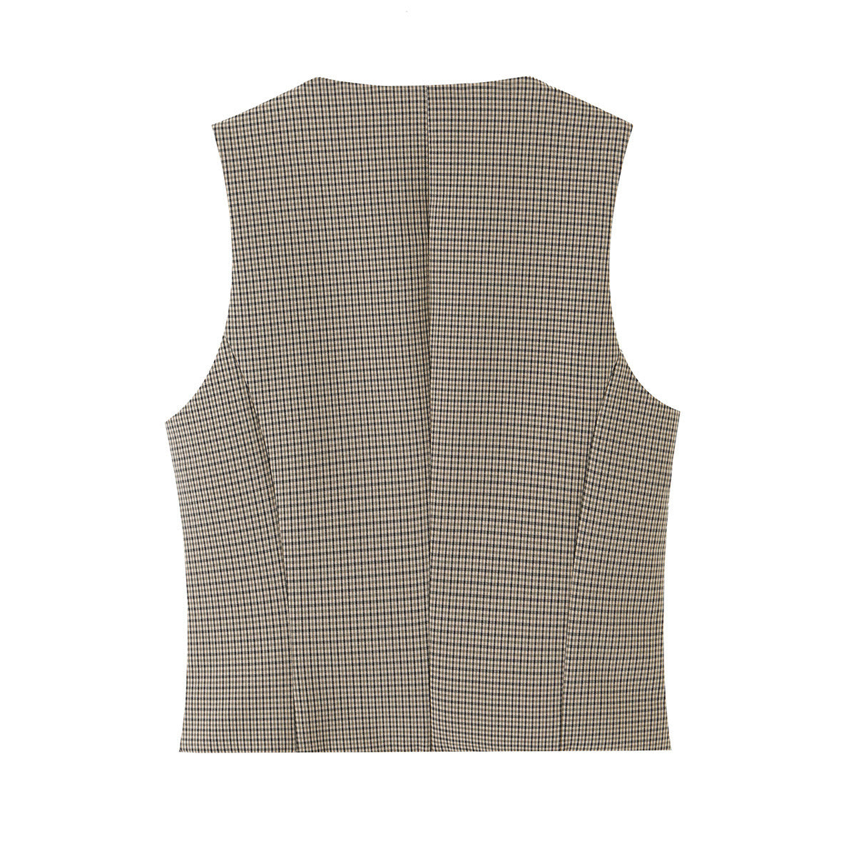 Double-Breasted Plaid Vest & Belted Wide-Leg Trouser Set