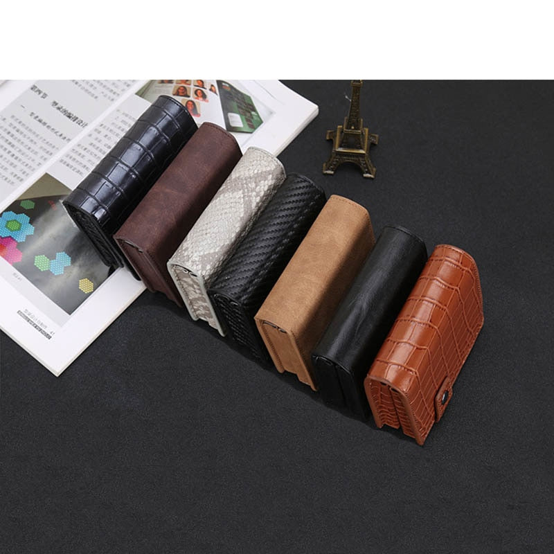 Sleek RFID Pop-Up Leather Card Wallet