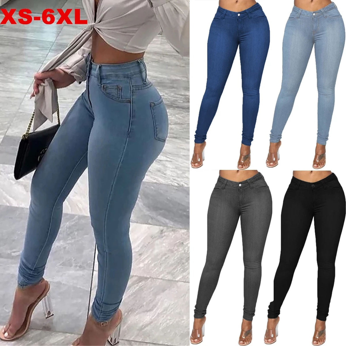 High-Waist Curve-Sculpting Stretch Denim Jeggings