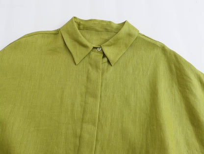 Retro Linen-Blend Button-Up Shirt & Loose Pants Set