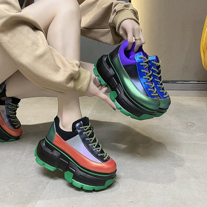 Women's Multicolor Platform Chunky Sneakers