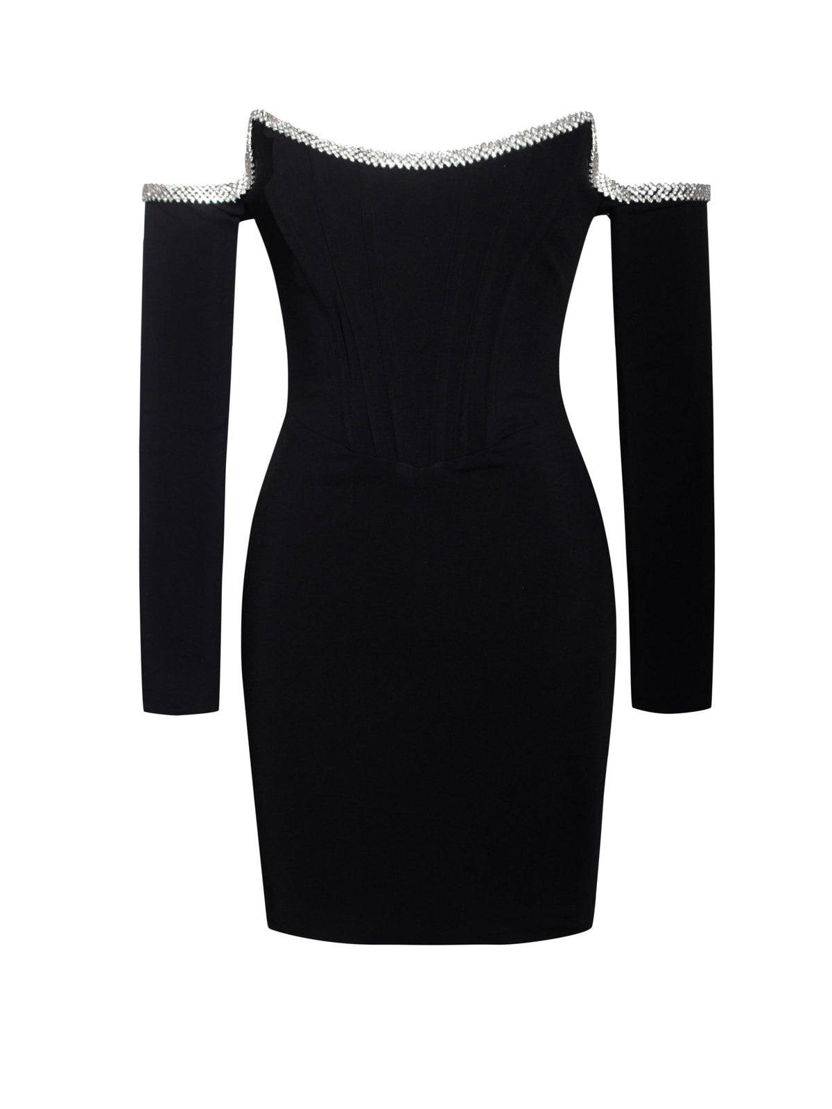Rhinestone Embellished Off-Shoulder Bandage Mini Dress