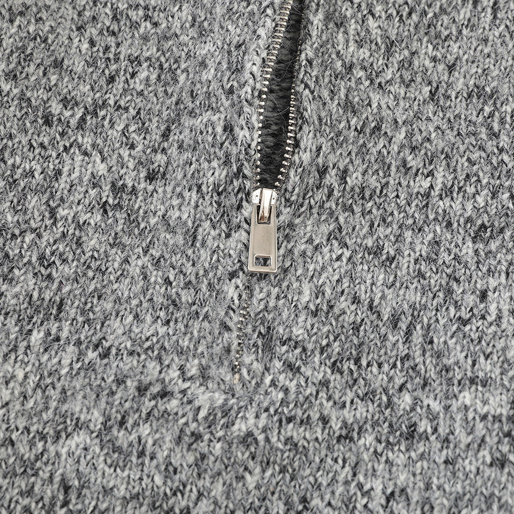 Minimalist Marled Knit Quarter-Zip Sweater