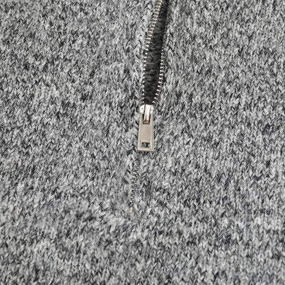 Minimalist Marled Knit Quarter-Zip Sweater