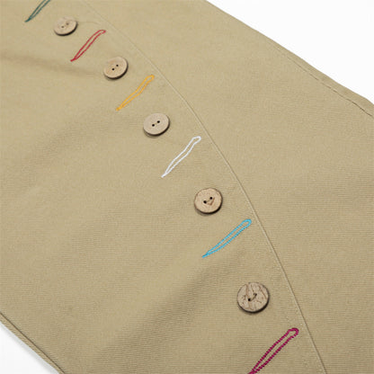 Multi-Button Curved Seam Wide-Leg "Banana" Trousers