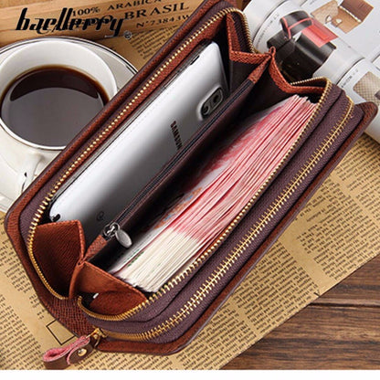 Executive Multi-Pocket Leather Phone Wallet Clutch