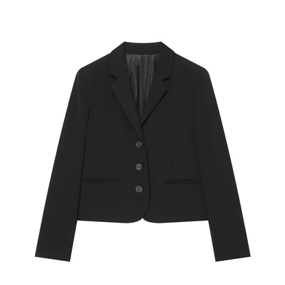 Single-Breasted Cropped Blazer & High-Waist Flared Trouser Suit Set