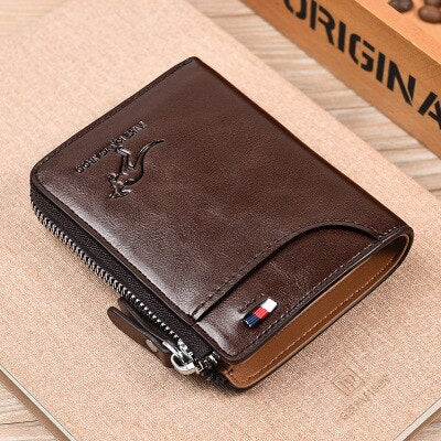 Vintage Leather Zip-Around Bifold Wallet & Card Holder