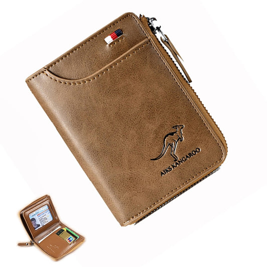 Vintage Leather Zip-Around Bifold Wallet & Card Holder