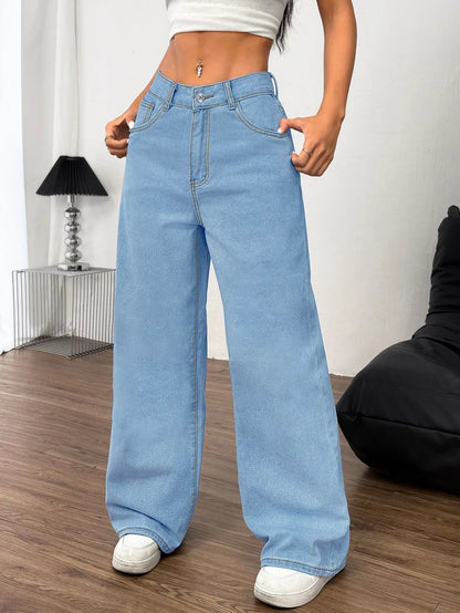 Coquette Embroidered Bow Wide-Leg Jeans