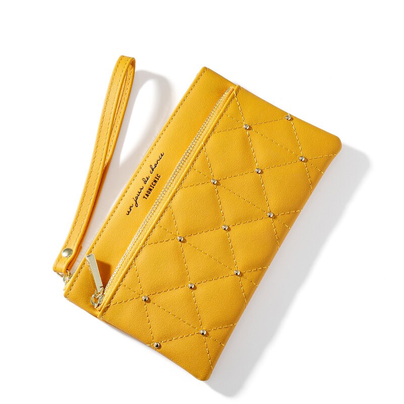 Rivet Studded Quilted PU Leather Wristlet Wallet