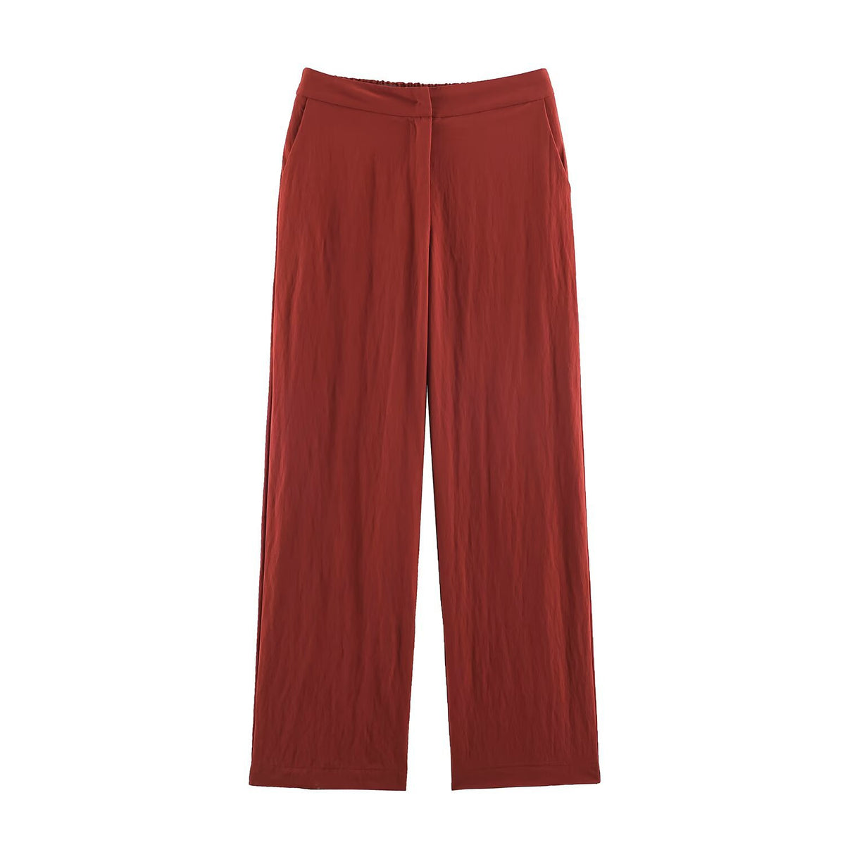 Rust Terracotta Cinched-Waist Utility Jacket & Wide-Leg Pants Set