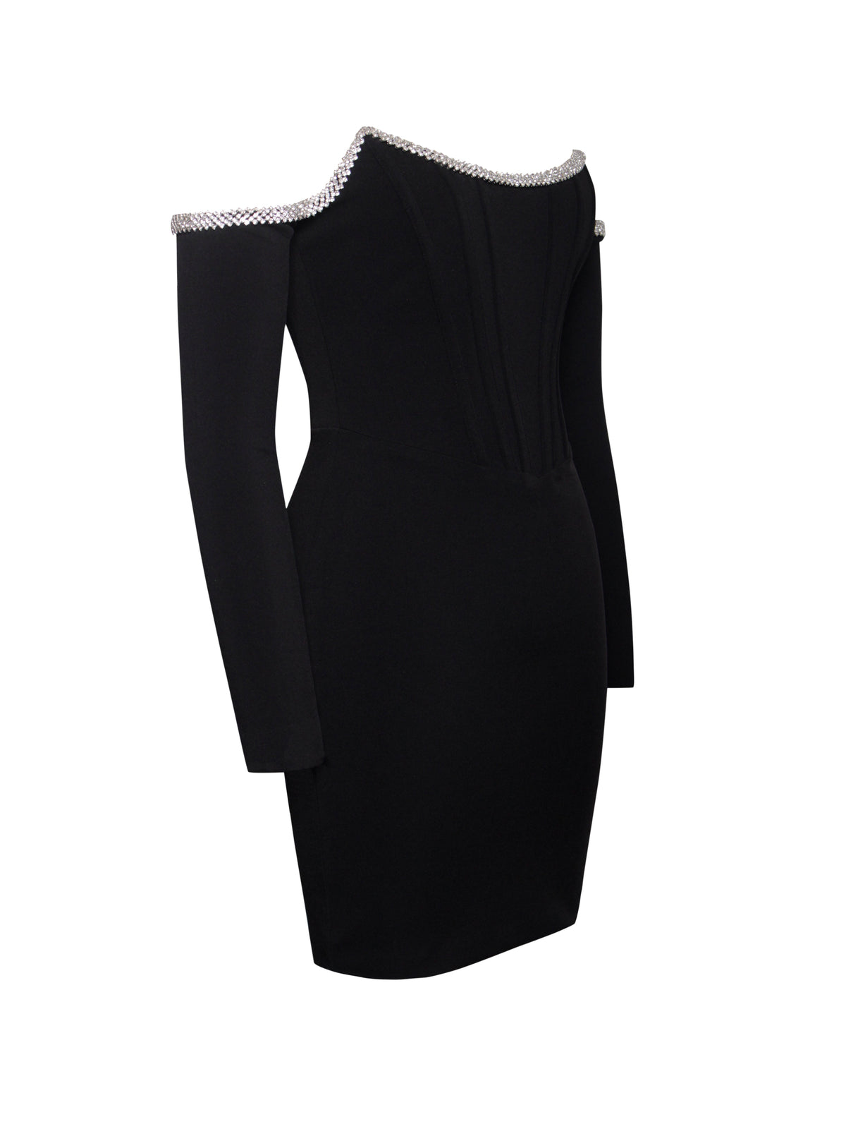 Rhinestone Embellished Off-Shoulder Bandage Mini Dress