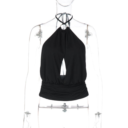 Ring Detail Cut-Out Halter Crop Top