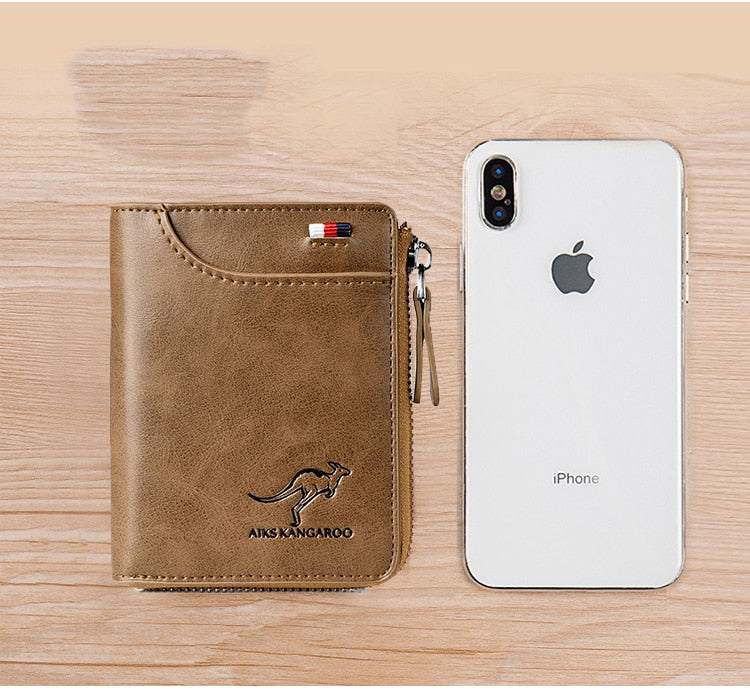 Vintage Leather Zip-Around Bifold Wallet & Card Holder