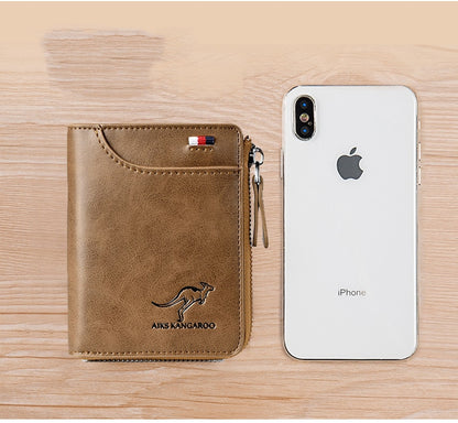 Vintage Leather Zip-Around Bifold Wallet & Card Holder