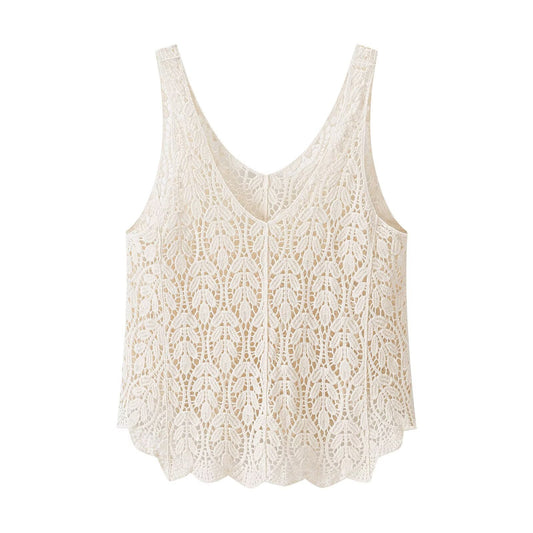 Crochet Embroidered V-Neck Tank Top