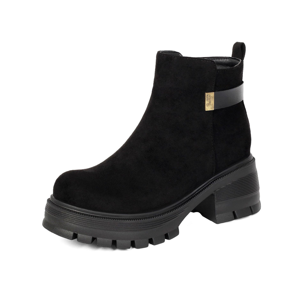 Chunky Lug-Sole Side-Zip Ankle Boots