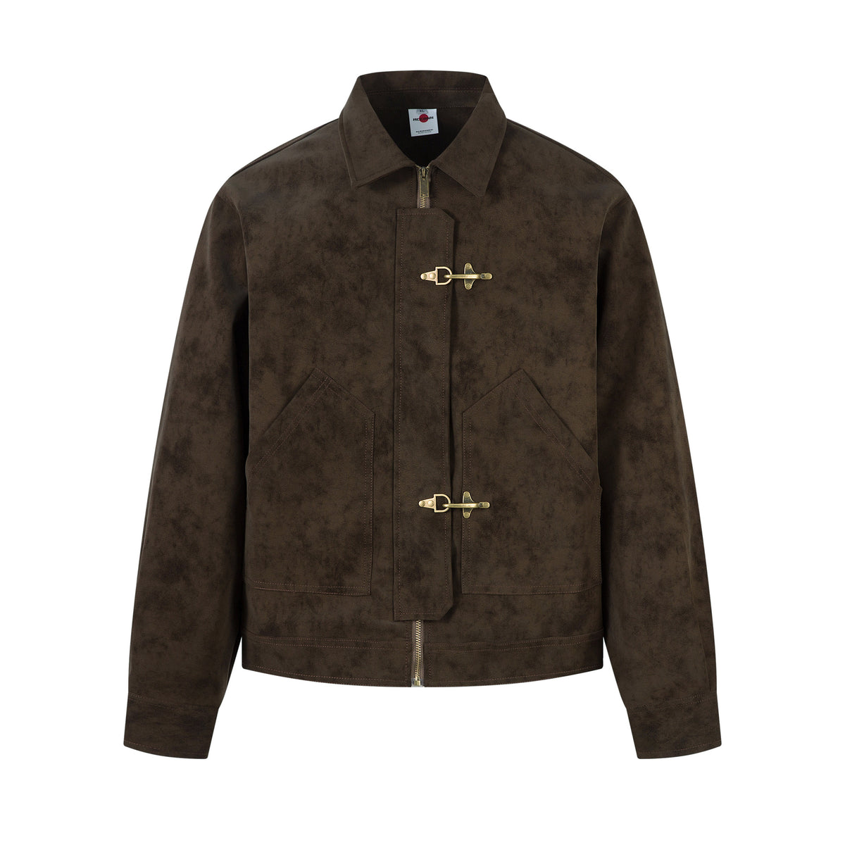 Vintage Suede Harrington Jacket with Metal Buckles