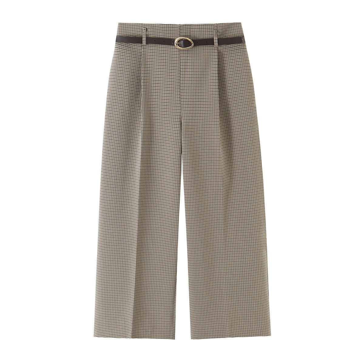 Double-Breasted Plaid Vest & Belted Wide-Leg Trouser Set