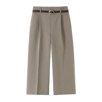 Double-Breasted Plaid Vest & Belted Wide-Leg Trouser Set