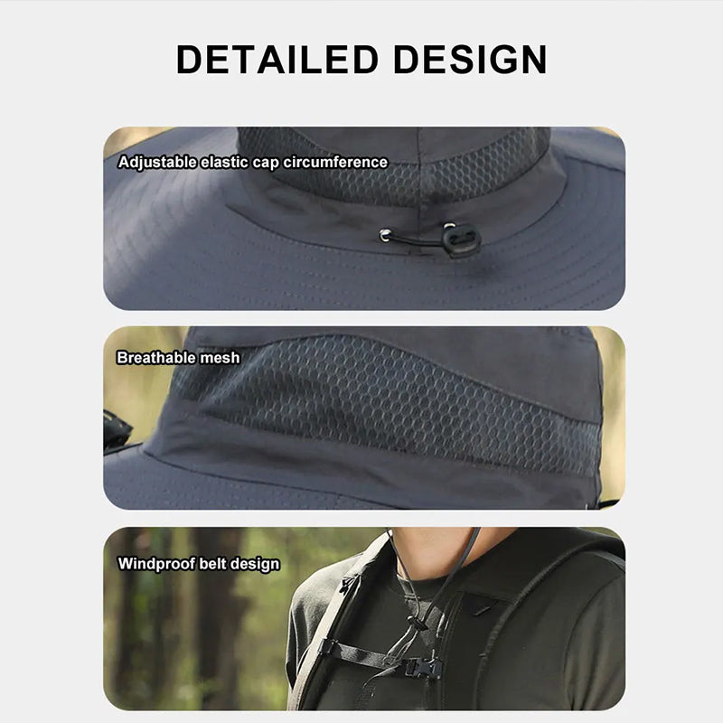 Dual Solar-Powered Fan Wide-Brim Safari Hat