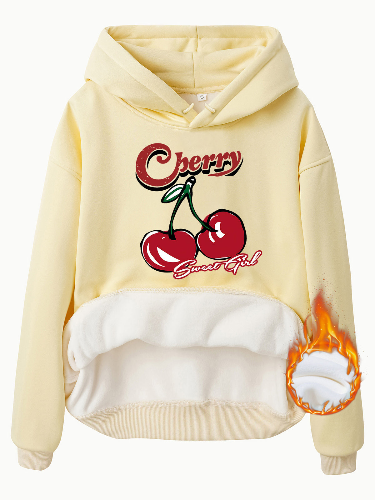 Retro Cherry Sweet Plush Fleece Hoodie