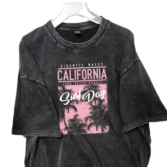 California Surf Day Acid Wash Vintage Oversized Tee