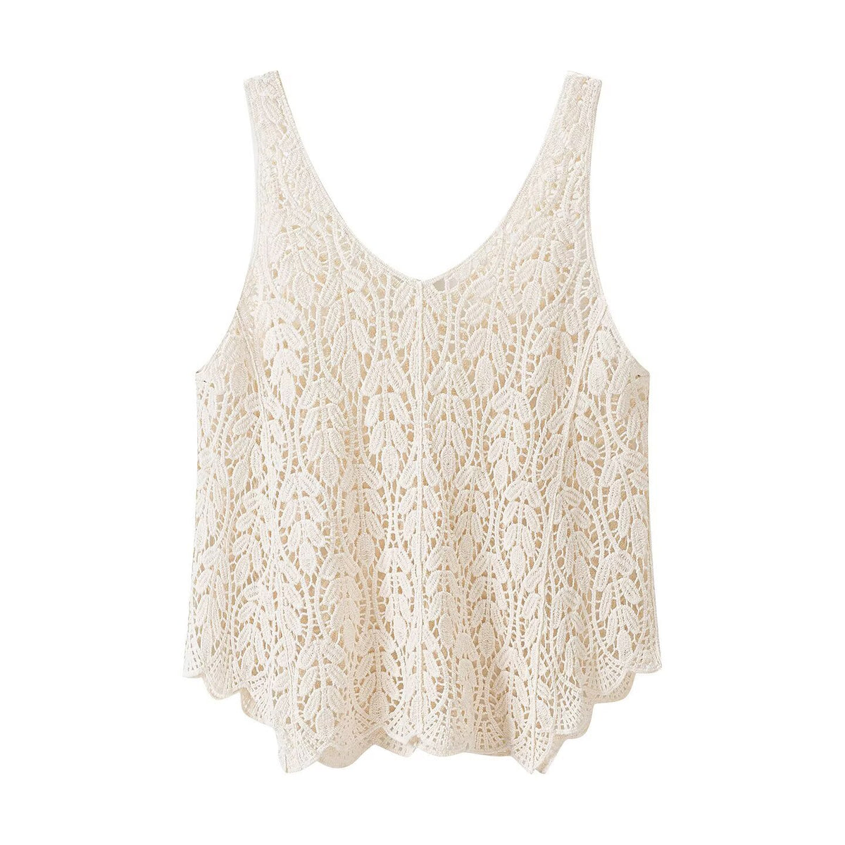 Crochet Embroidered V-Neck Tank Top