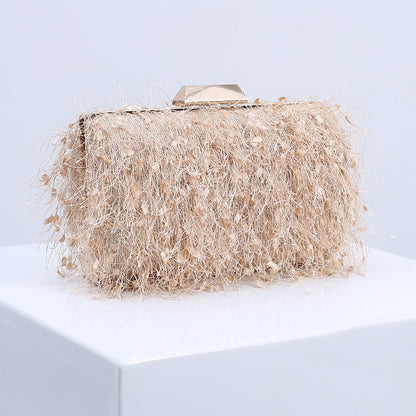 Elegance Feathered Tassel Evening Clutch & Crossbody