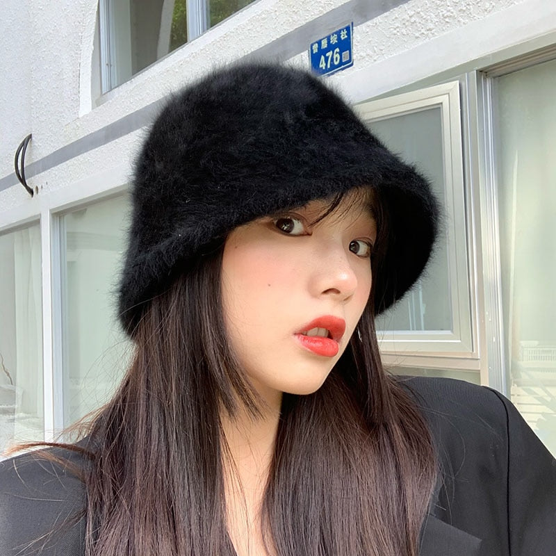 Fuzzy Plush Winter Bucket Hat