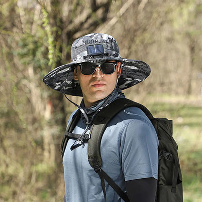 Dual Solar-Powered Fan Wide-Brim Safari Hat