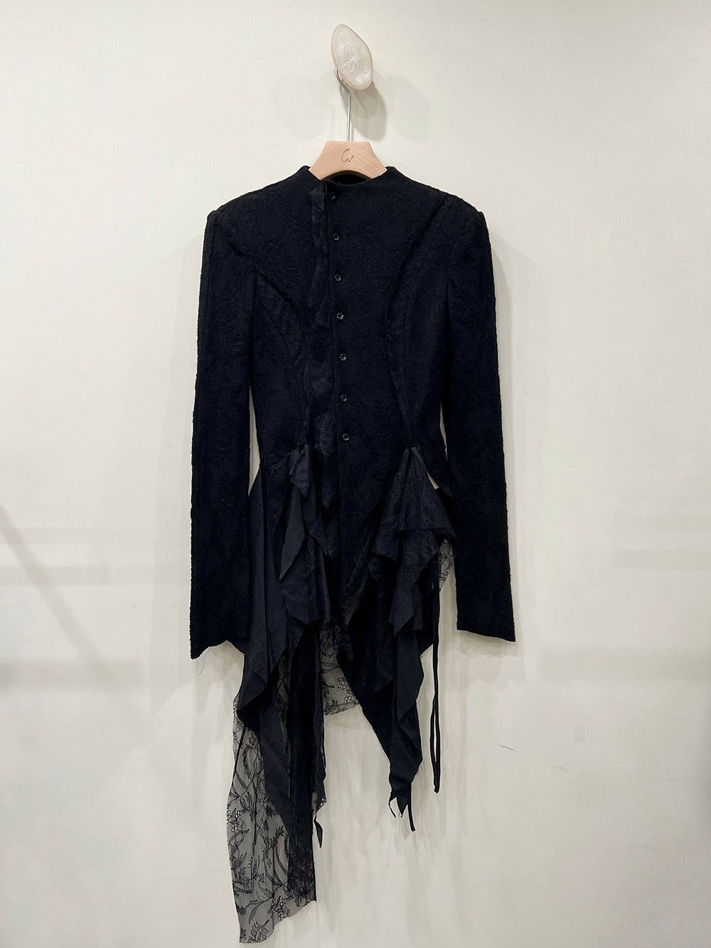Asymmetric Lace Spliced Draped Tunic Blouse