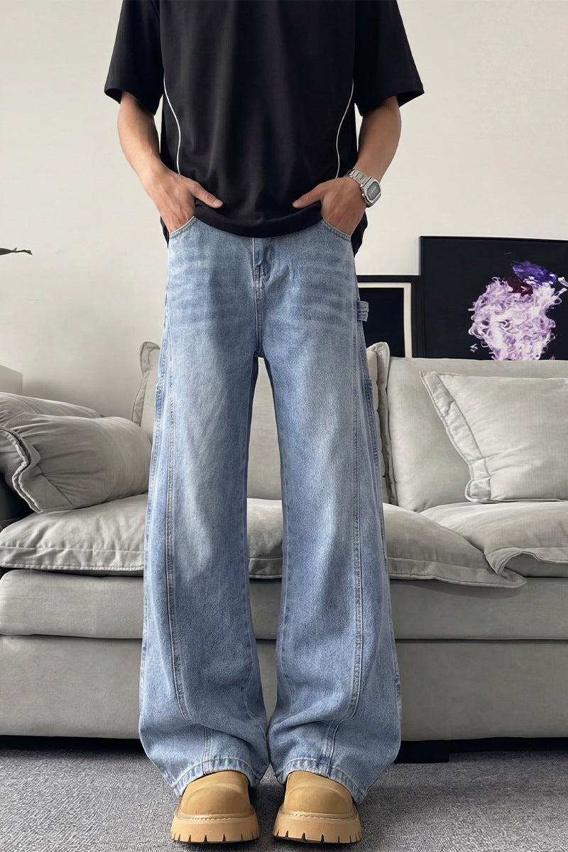 Cyberpunk Studded Flare Wide-Leg Denim Jeans