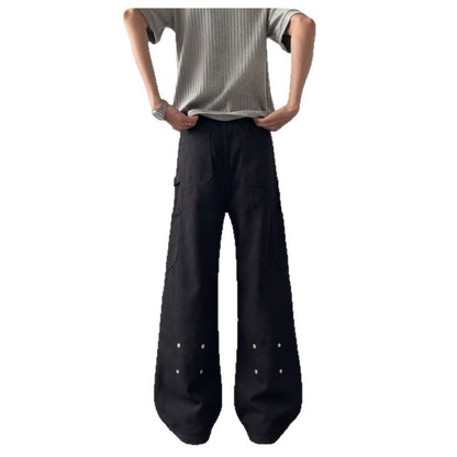 Cyberpunk Studded Flare Wide-Leg Denim Jeans