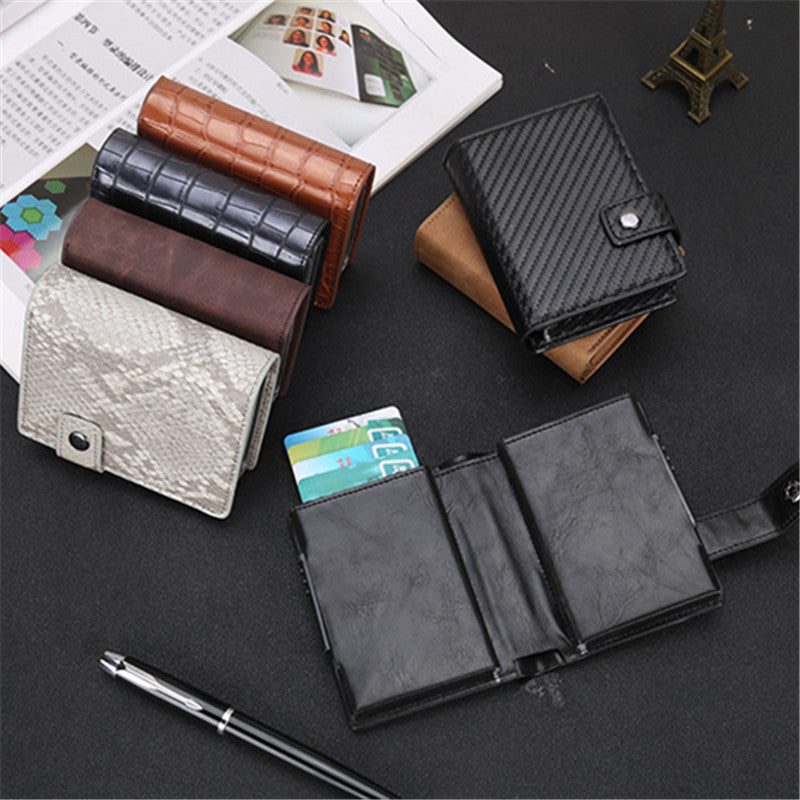 Sleek RFID Pop-Up Leather Card Wallet